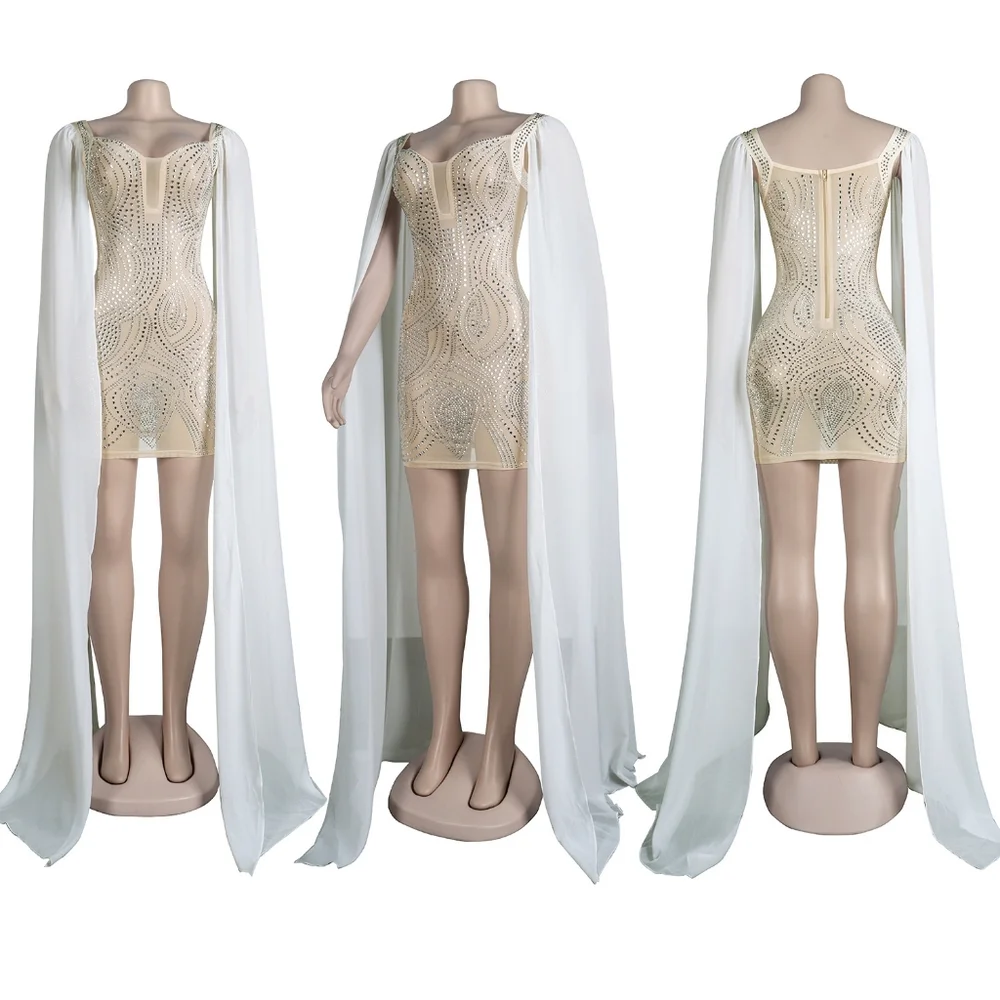 Mesh with Rhinestones Dress New Size S,M,L available strech. - Picture 3 of 14